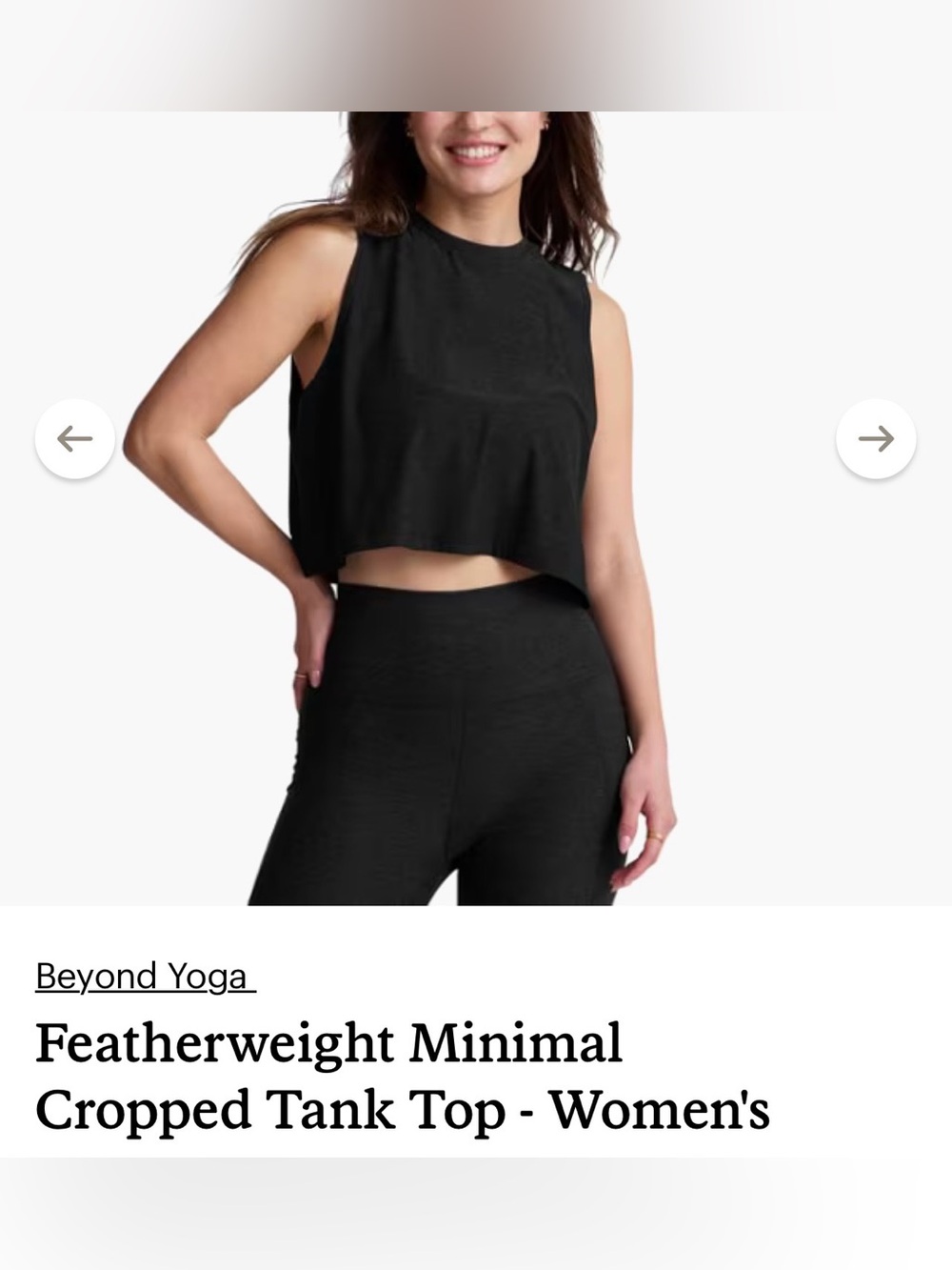 Beyond Yoga 2 pcs set featherweight crop tank top& go pocket midi leggings